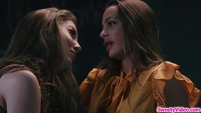 Lesbian instructor pussylicking her busty substitute teacher
