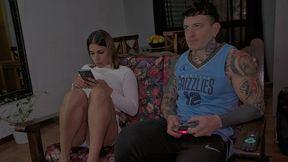 my stepsister grabs my cock when i was playing play (anal creampie)