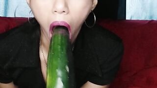 Anal masturbation with cucumber and squirt