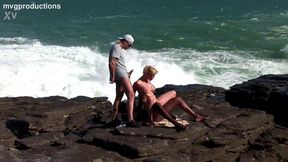 Hot blonde with massive natural knockers gets a BBC DP in a dirty threesome