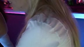 Top-heavy nurse Diana Gold and Kristi Klenot get fucked on a stripper stage