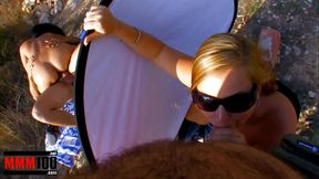 Latina pornstar Lara Tinelli fucking outdoors with some random spanish guy