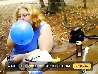 2 bbws are balloon blowing and popping