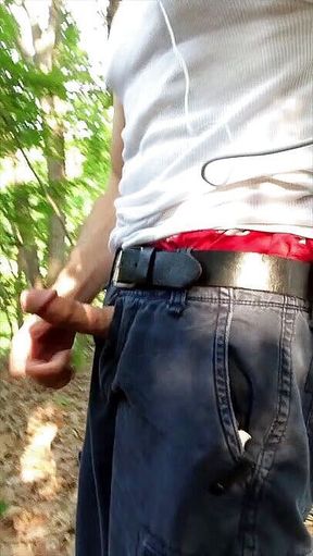 Walking with my cock out - cumming, sagging