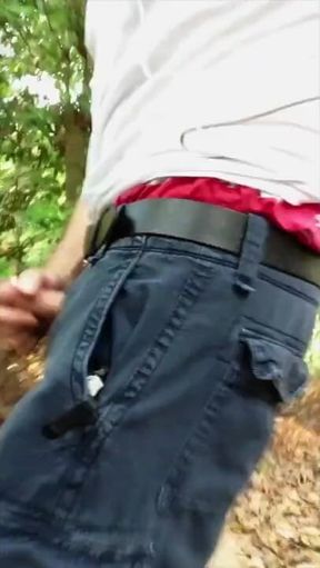 Walking with my cock out - cumming, sagging