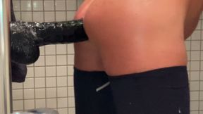 Dildoing and cum in shower.