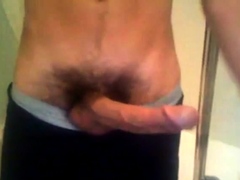 Arab in bathroom and shows his long cock