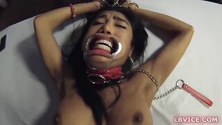Watch these amateur babes dominate, gimp, and smacked in a ball-gag, rimming, and anal threesome