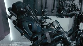 Twink Fucks Machine until Choked Breathless in Latex Catsuit