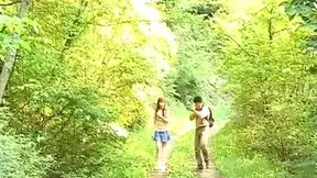 Nana Ootone Lovely Asian reporter is nude in the woods