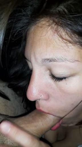 Moans and blowjob would finish off my stepsister
