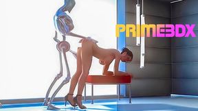 Hot android babe snatches fucked on her feet doggystyle in animated fantasy world