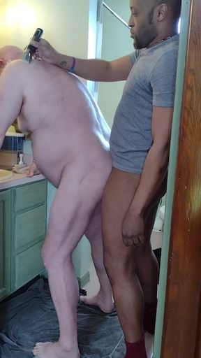 Shaved and Sucked! Bear Gets Shaved by BBC Then Sucked off!!