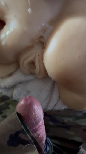 Stunning moment from &quot;Soldier in uniform-After a 24 hour shift - time to pound one of my sex toys-hot cum, hot boots!&quot;