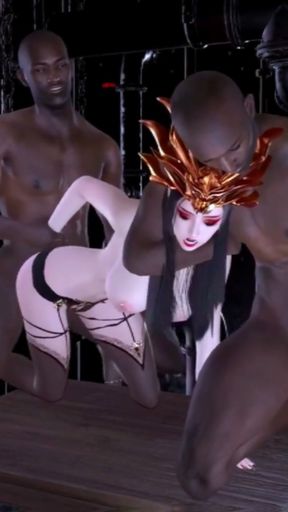 Medusa Queen get threesome with two BBC - Hentai 3D V107   Clip 1