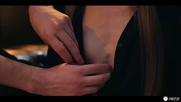 Busty brunette gets roughed up in time-stopping creampie session