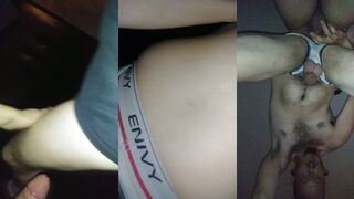 two of three large uncircumcised man sausage heads sack deep sans a condom in my gash