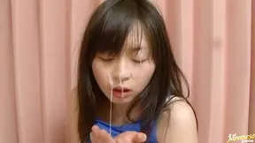 Kinky girl Nozomi Hazuki touching her pussy and sucking