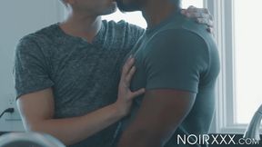 Kinky muscular jock Jackson moans during interracial bang