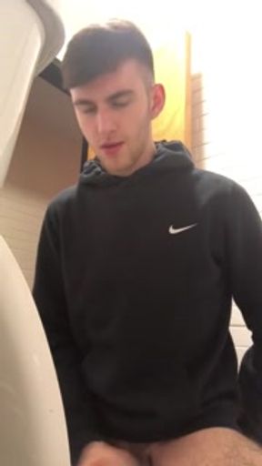 Horny Student Jerks Off and Shows Ass in Toilets