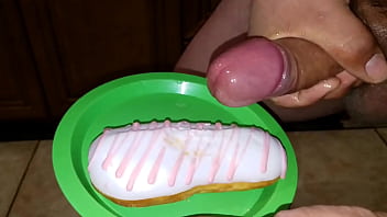 Playing with my big sweet dessert. Cumming on it and eating my creamy sweet treat.