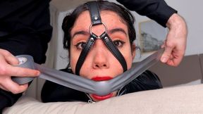 Huge Ball for Her Mouth?! Full Story - Spy Addy Gets Caught Red-Handed, Ballgagged and Fully Tape-Wrapped! (4K) - Wraparound tapegagged, Catsuit bondage, Struggling, Tape over ballgag