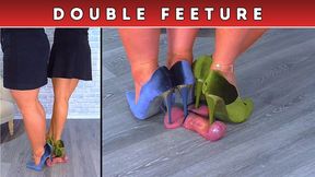 Goddess Amber & Miss Lucy - Puncturing Your Face, Cock & Balls Under Our Crushed Velvet Heels - Double CBT Feeture: Cock Split Cam & Face Split Cam (217)