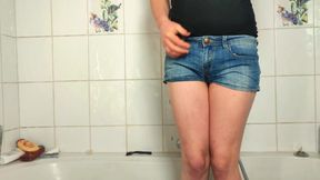 Wet my jeans short, jerk and cum