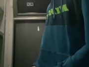 I'm jerking off in the train toilet, they almost caught me, a tot of cum