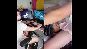 Blowjob while playing games on my trans GF
