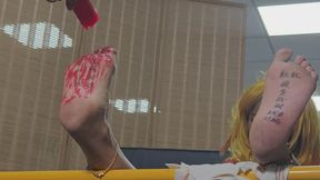 Ci Ci's feet spanking part 2 including dripping wax onto her soles