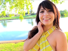 Sexy beautiful ass brunette babe outdoor solo