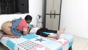 My new 18 year old girlfriend licks and sucks my big brown submissive cock