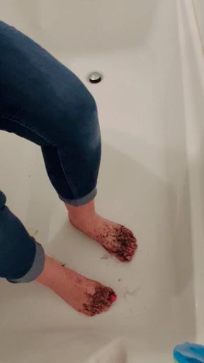 Washing dirty feet