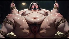 Hairy pussy BBW gets filled with cum in bondage