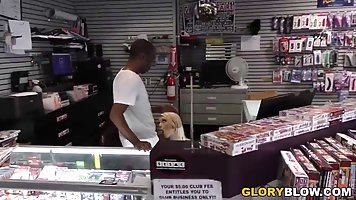 Skylar Madison is having interracial sex through a gloryhole and trying not to scream too loud