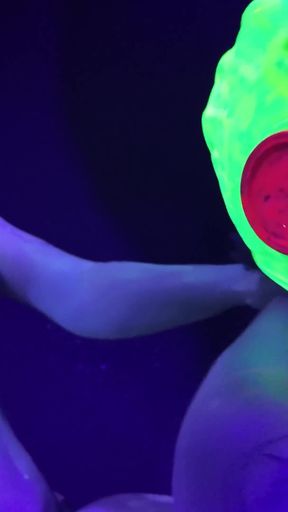 Neon Rave Girl on Girl Dildo Play