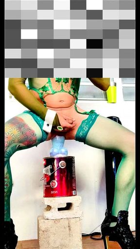 Beauty cute trap tgirl, anal dildoing with toy, jerk off her tiny cock and cum a lot