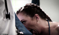 Miss with natural tits & soft skin takes a rough anal exam with a hot brunette in a threesome