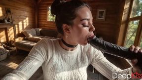 my girlfriend ran away from her husband and came to me, then pounced on my big black cock and started sucking it[ai]