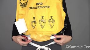 Air stewardess  life jacket inflation