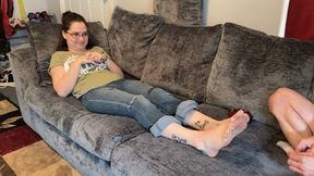 Tickling Eleanor’s bare feet (1080)
