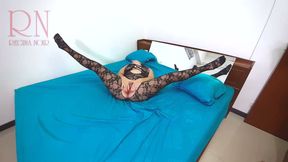 Black Bodystockings. Lady Girl Striptease Black Fishnet