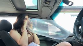 Naughty Car Blow – Condom Inflation Until It Pops!