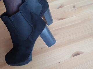 Cum on her ankle boots