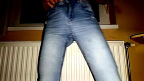 Striptease and surprisingly huge cumshots onto my torn blue jeans ????????????