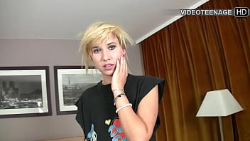 shy 18 year blonde Vicky does her first porn casting
