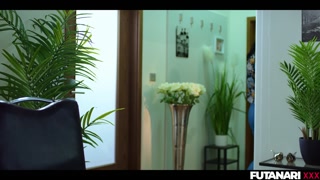 STUCK in the Washing Machine! Trans Shemale Grows Futa Cock And Fucks Female Slut with Anal Creampie