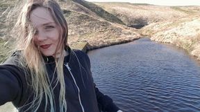 Sophie's Selfie Head Trampling Outdoors On Concrete In Sneakers