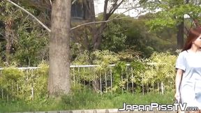 A voyeur films a group of shy girls needing to pee outside